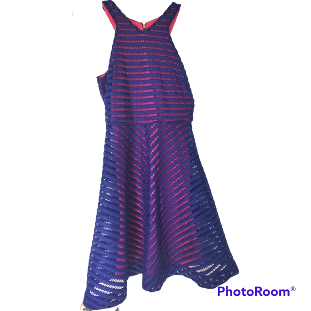 XS Lilly Pulitzer Megyn fit and flare dress in royal blue and hot pink